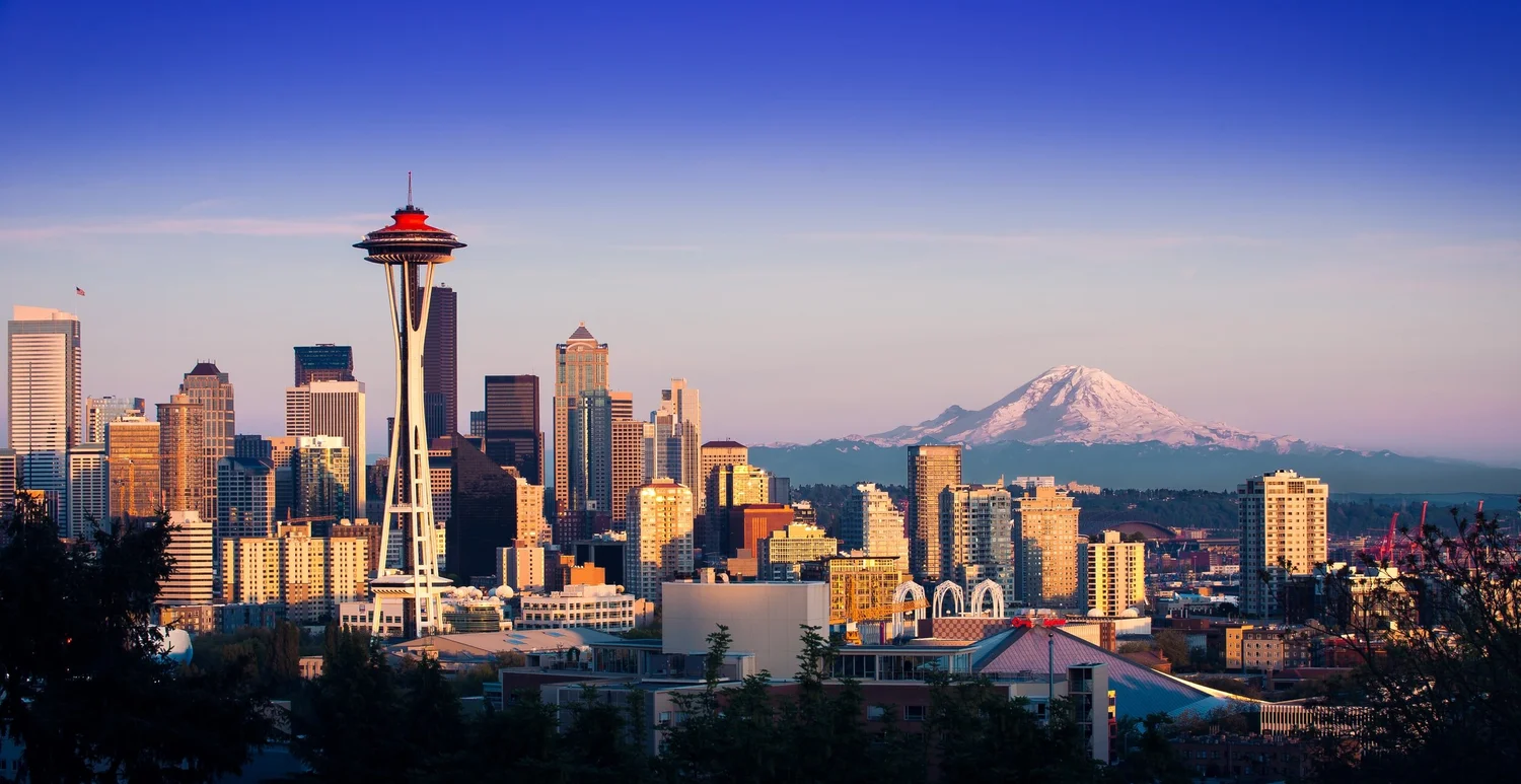  Seattle skyline with Mt Rainier in the  background 